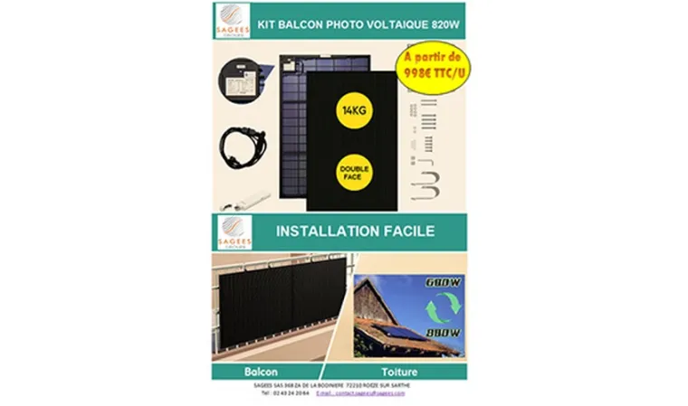 KIT BALCON PV 820W, Guadeloupe, SAGEES